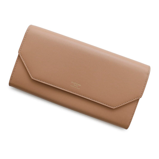 BALENCIAGA ENVELOPE Slim Continental Leather Long Wallet Beige736732 Leather