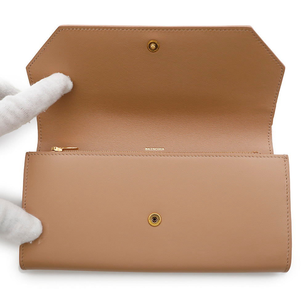 BALENCIAGA ENVELOPE Slim Continental Leather Long Wallet Beige736732 Smooth Calf Leather
