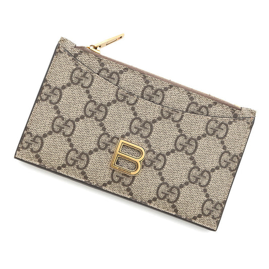 GUCCI BALENCIAGA Collaboration Hacker Project B Logo Coin Card Case Beige681701 PVC/Leather