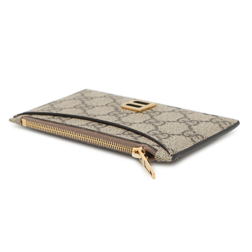 GUCCI BALENCIAGA Collaboration Hacker Project B Logo Coin Card Case Beige681701 PVC/Leather