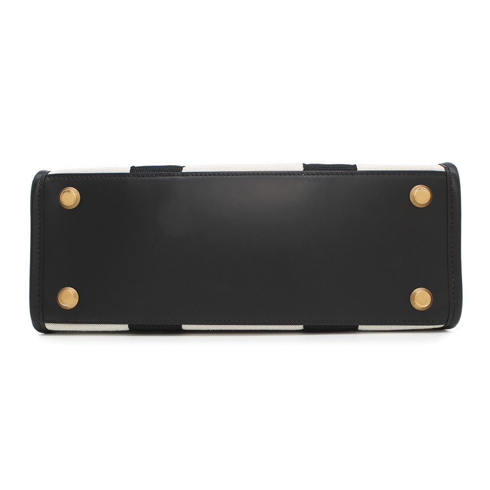 BALENCIAGA Hardware 2WAY Shoulder Bag White/Black671402 Canvas Leather Size Small