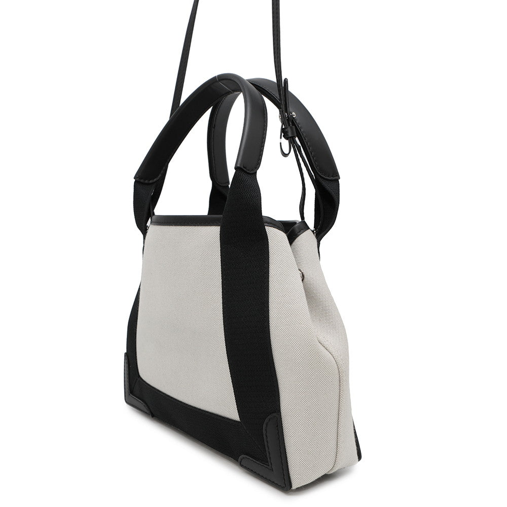 BALENCIAGA Navy Kabas Natural/Black390346 Canvas Size XS