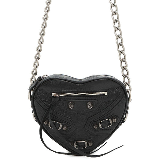 BALENCIAGA Luca Goal Heart ChainShoulder Black722781 Lambskin