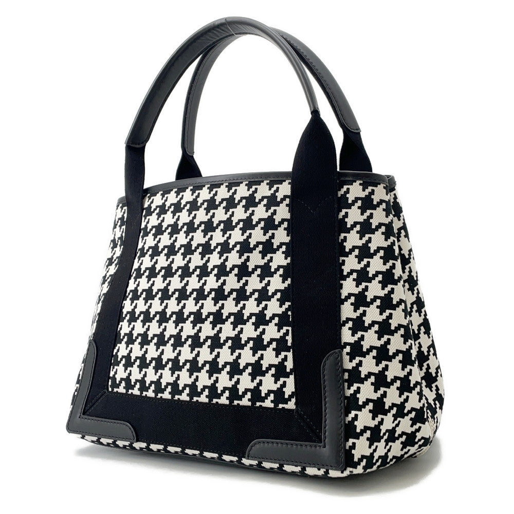 BALENCIAGA Navy Kabas White/Black339933 Canvas Leather Size S