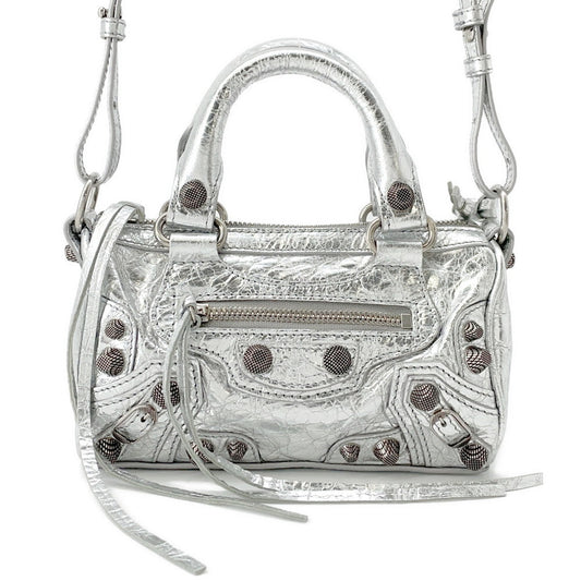 BALENCIAGA Le Cagoule 2-way Shoulder Bag Silver792599 Leather Size Nano
