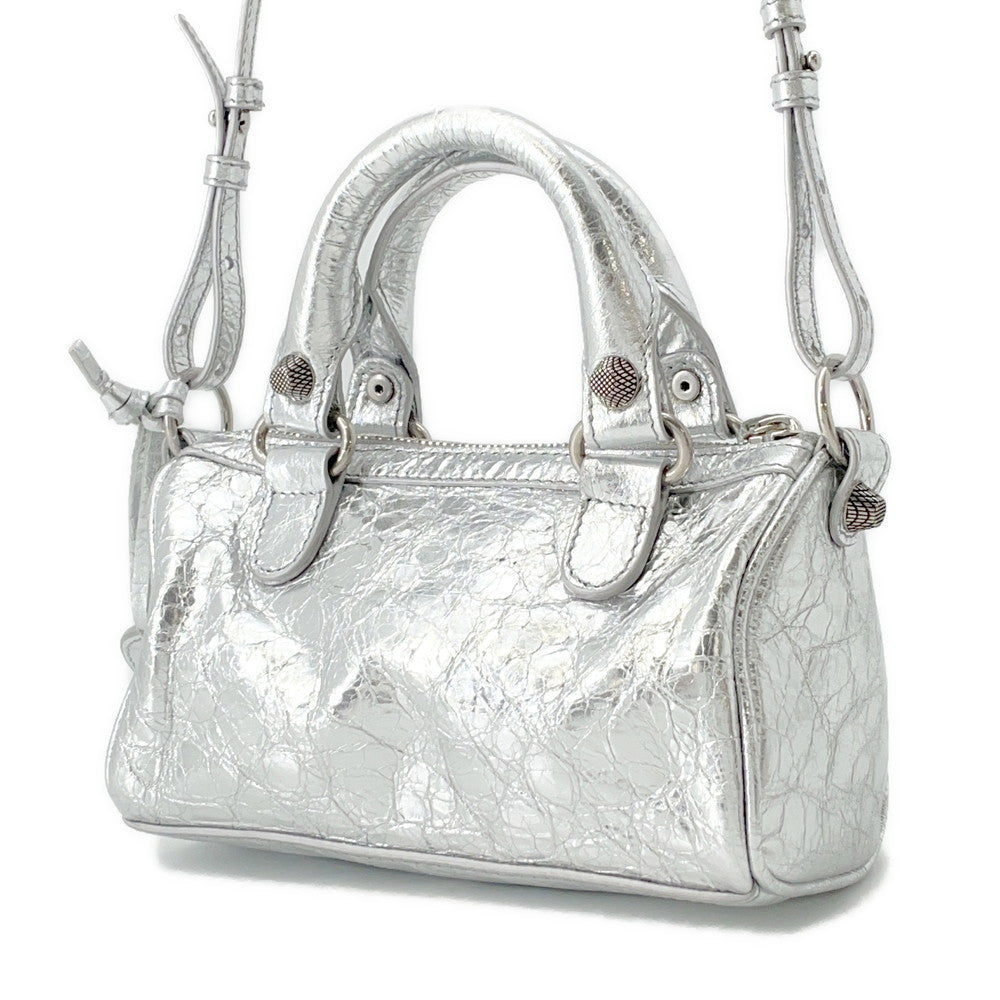 BALENCIAGA Le Cagoule 2-way Shoulder Bag Silver792599 Leather Size Nano