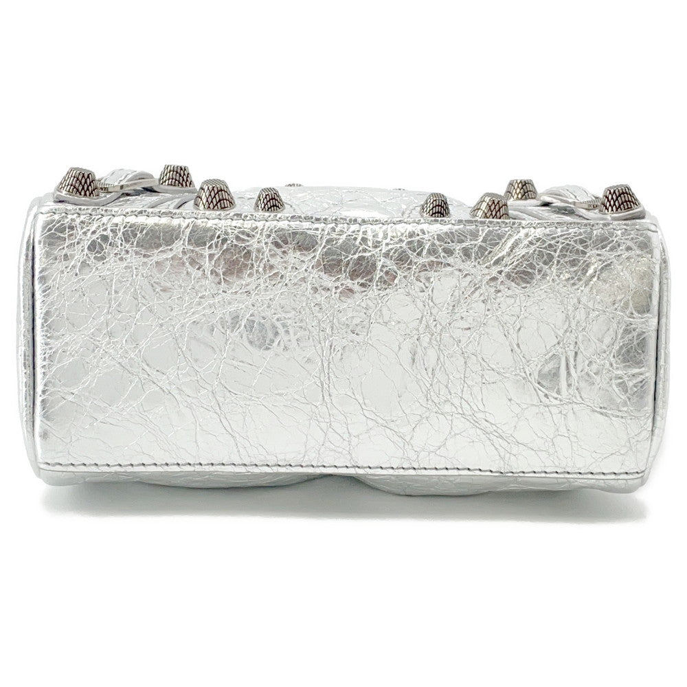 BALENCIAGA Le Cagoule 2-way Shoulder Bag Silver792599 Leather Size Nano