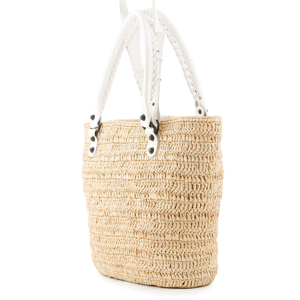 BALENCIAGA City basket bag Beige/White828888 Raffia Leather