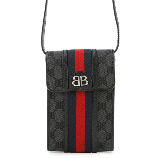 BALENCIAGA Gucci collaboration The Hacker Project phone pouch Black680130 Canvas Leather