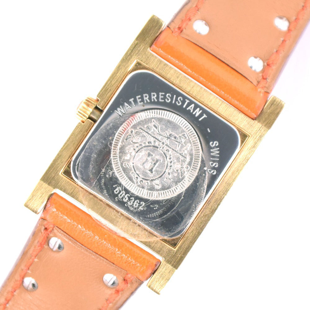 HERMES Watches Quartz Plated Gold , Leather Orange Medor White dial Women  d