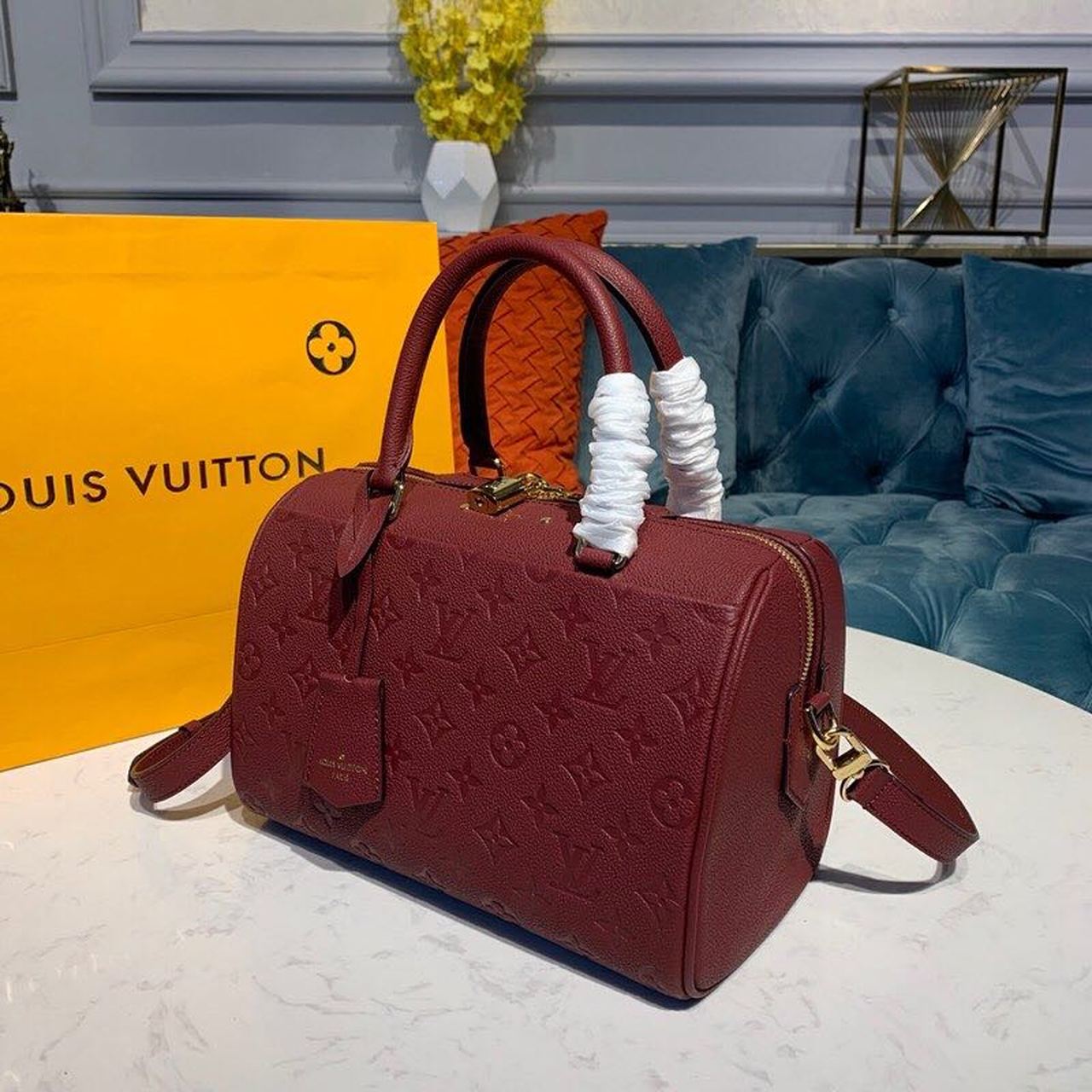 Top Quality Speedy Bandouliere 25 Monogram Empreinte Burgundy For Women,  Shoulder And Crossbody Bags 9.8in/25cm Top Quality