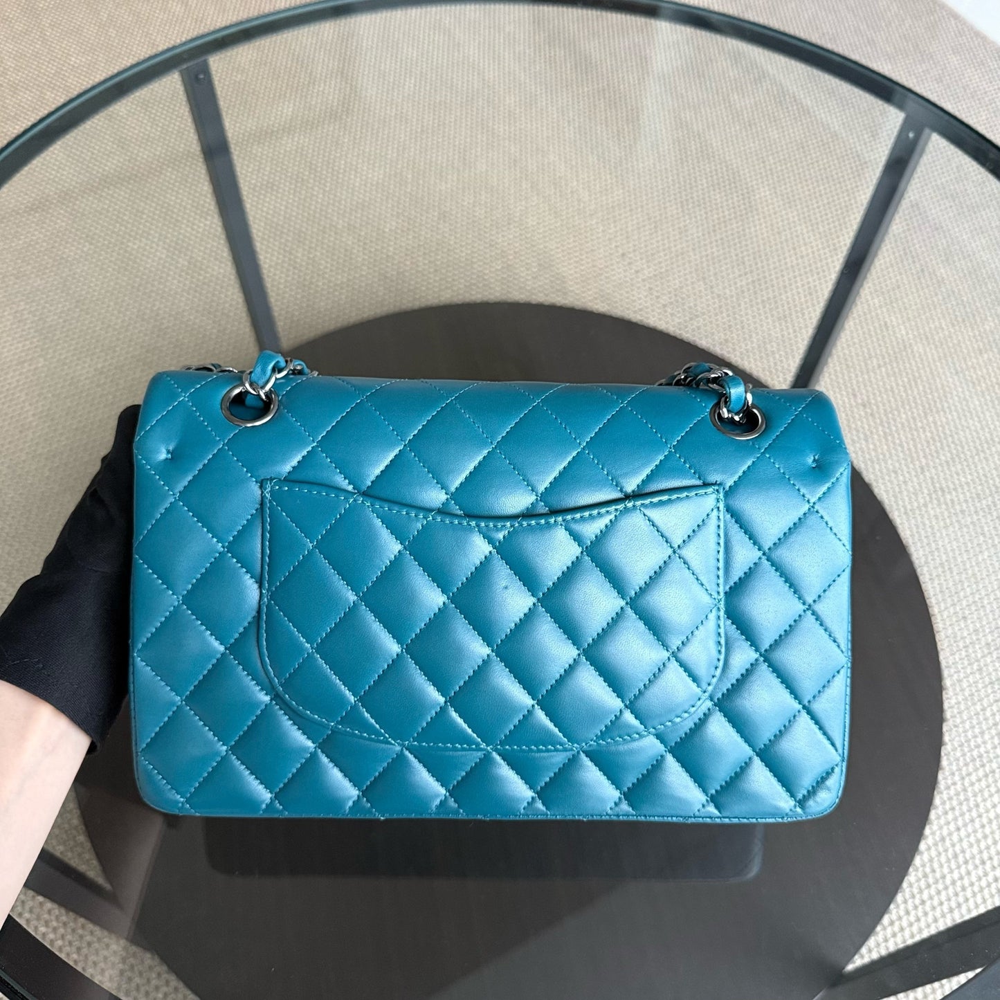 Chanel Classic Flap Medium - 25CM Quilted Lambskin Blue Silver Hardware Series 15