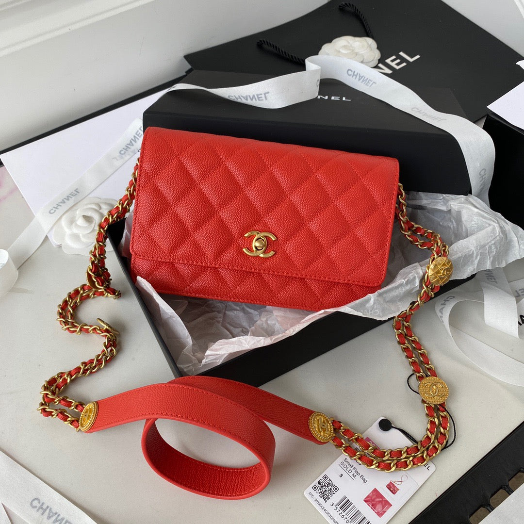 CHLSmall Top Qualityap Bag Gold Hardware Red For Women Handbags, Shoulder Bags 7.5in/19cm AP2840