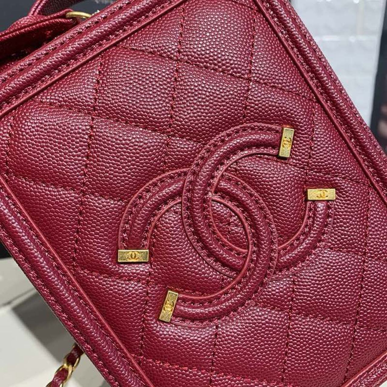 CHL Filigree Vertical Vanity Case Bag Burgundy For Women Handbags, Shoulder And Crossbody Bags 6.7in/17cm
