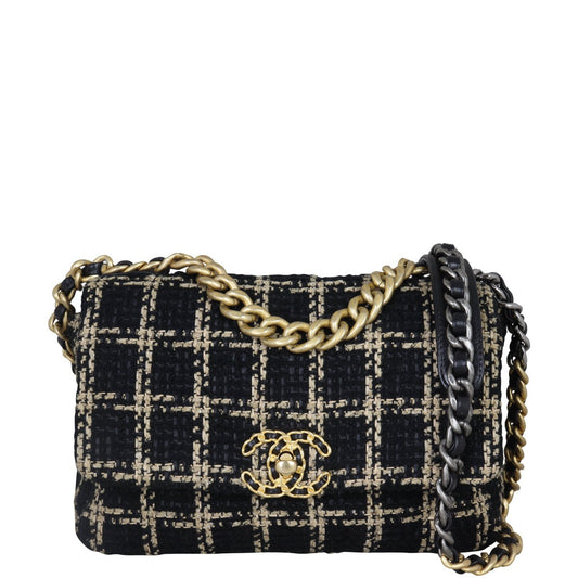 Chanel 19 Tweed Flap Bag Medium |  Black And Beige