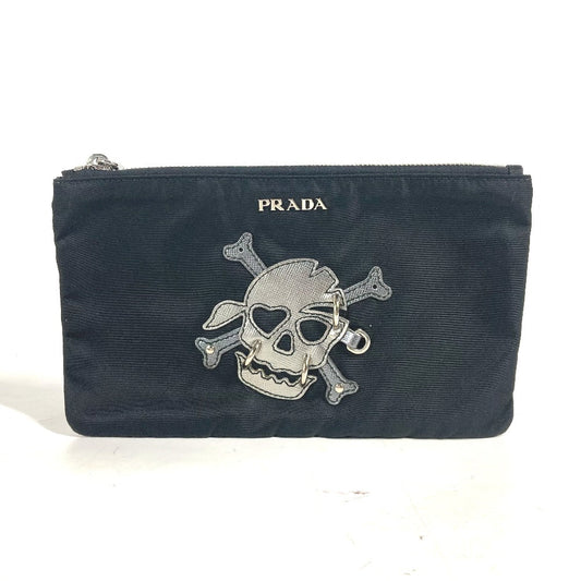 PRADA Pouch 2M1214 Nylon black Makeup pouch Cosmetics Pouch Skull skull unisex(Unisex)