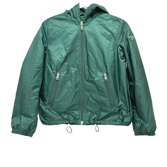 PRADA Jacket Nylon green Hoodie Long Sleeve Triangle plate with triangle logo Women 36