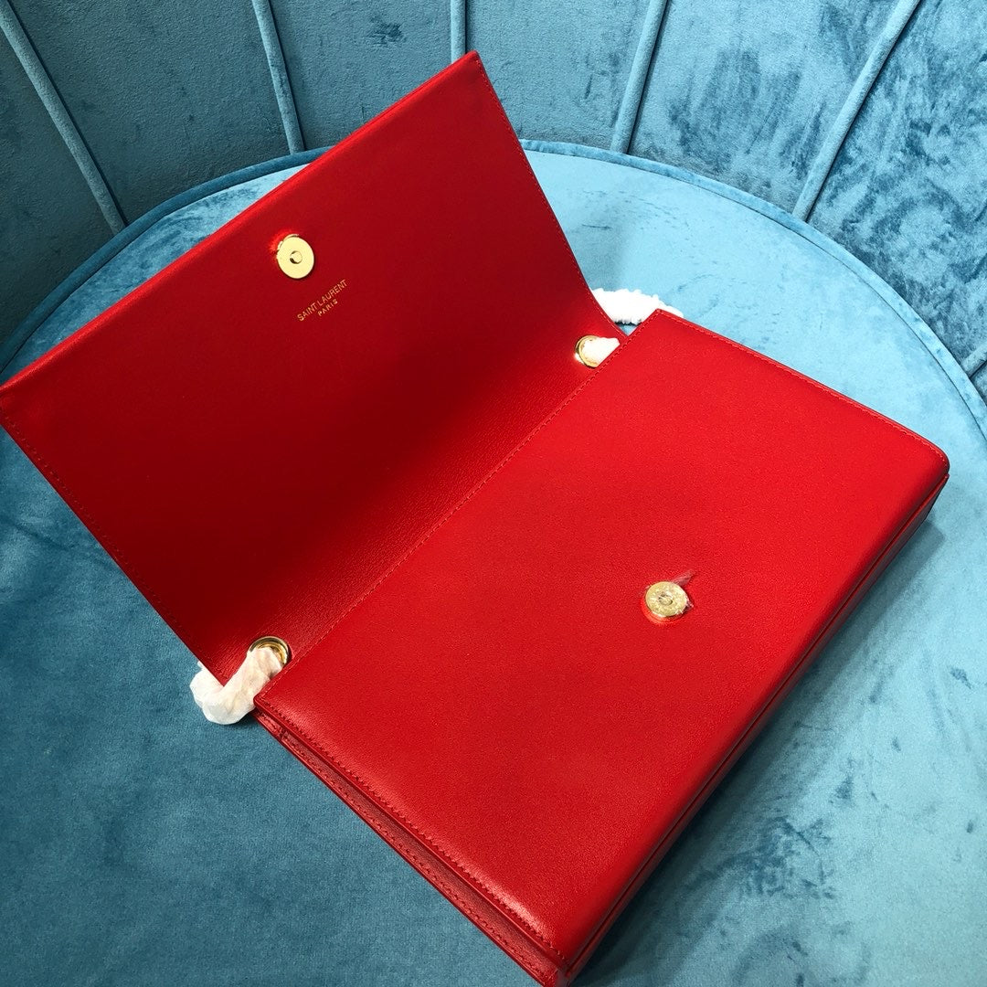 Top Quality Kate MeTop Qualityum Chain Bag With Tassel In Grain De Poudre Red For Women 9.4in/24cm YSL