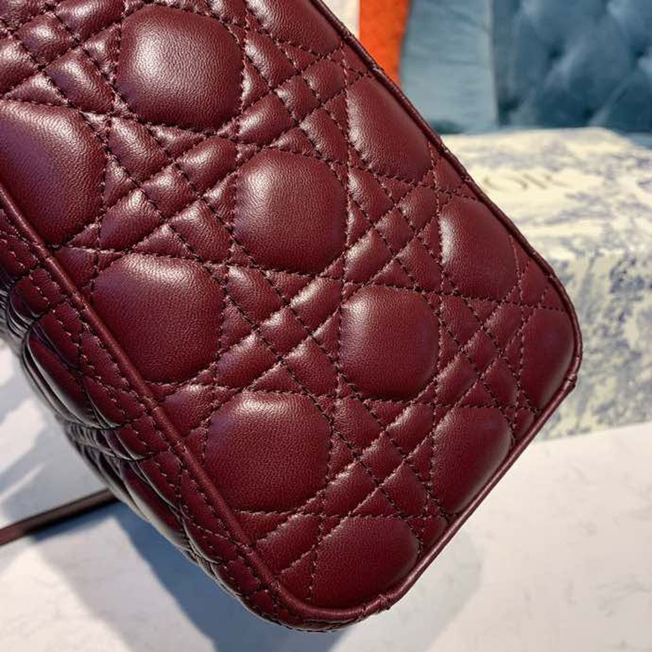 Top Quality Large Lady Bag Gold Toned Hardware Burgundy Cannage For Women 12.5in/32cm CD