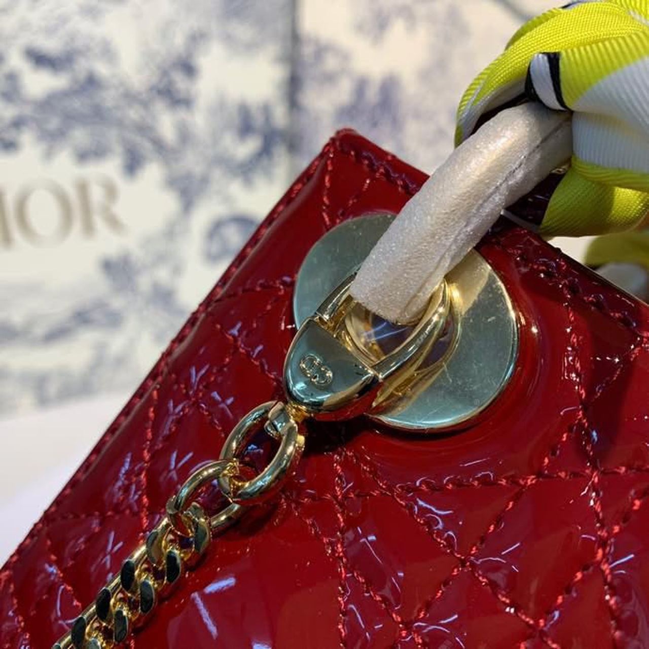 Top Quality Mini Lady Bag with Chain Gold Toned Hardware Spring/Summer Collection, Burgundy, For Women Womens Handbags, 18cm CD