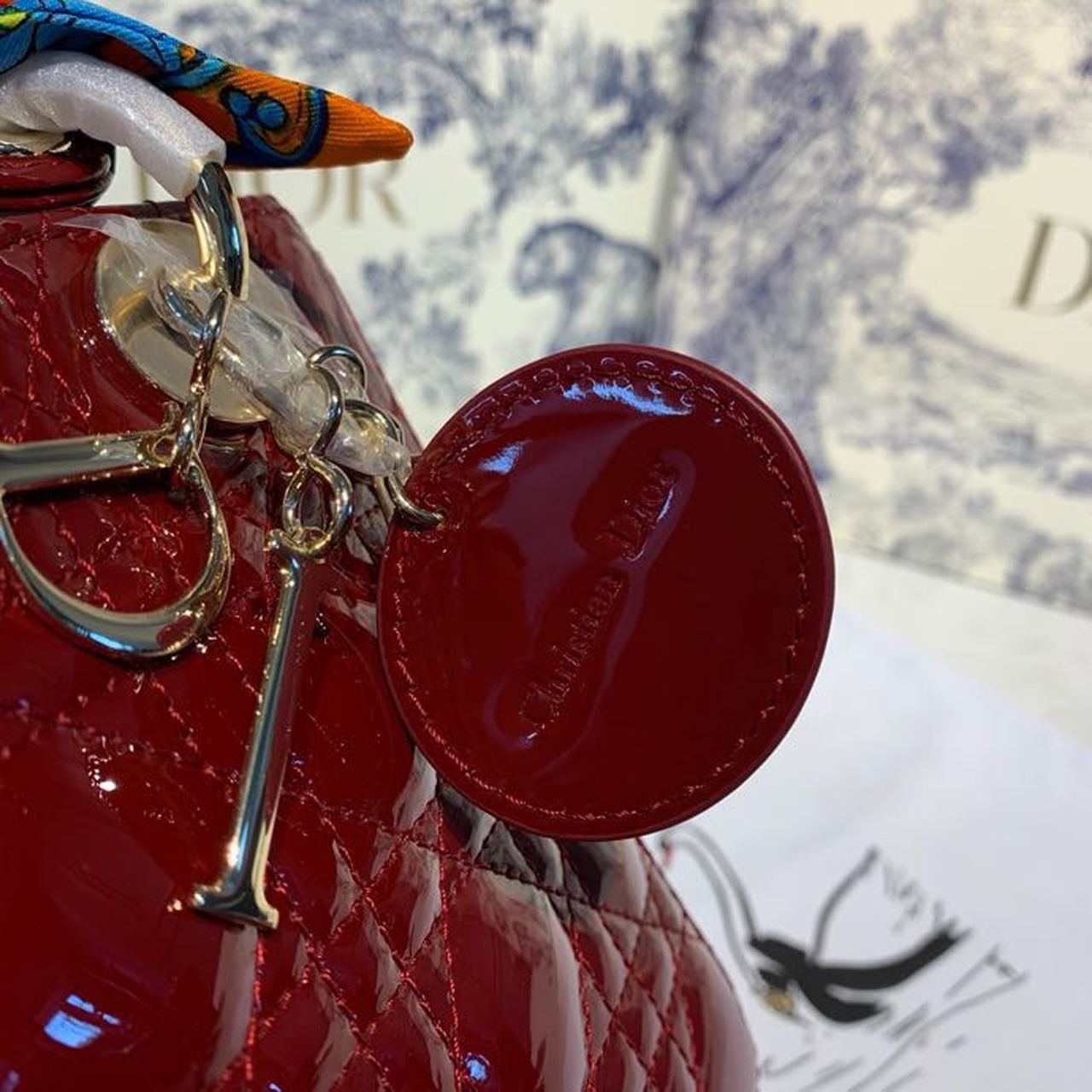 Top Quality Small Lady Bag Gold Toned Hardware Burgundy Patent For Women 8in/20cm CD