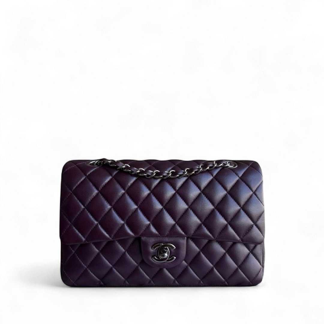 Chanel Classic Flap Medium - 25CM Quilted Lambskin Purple Black Hardware Series 15