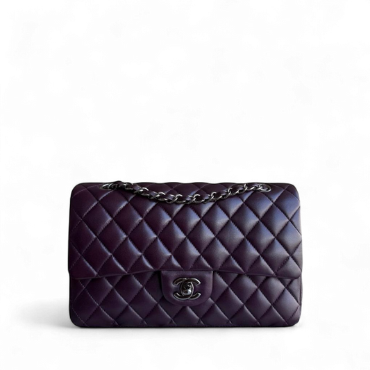 Chanel Classic Flap Medium - 25CM Quilted Lambskin Purple Black Hardware Series 15