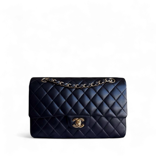Chanel Classic Flap Medium - 25CM Quilted Lambskin Black Gold Hardware Sereis 15