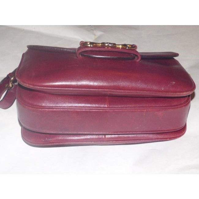 ! Gucci Horsebit W Clasp Burgundy Leather Shoulder Bag