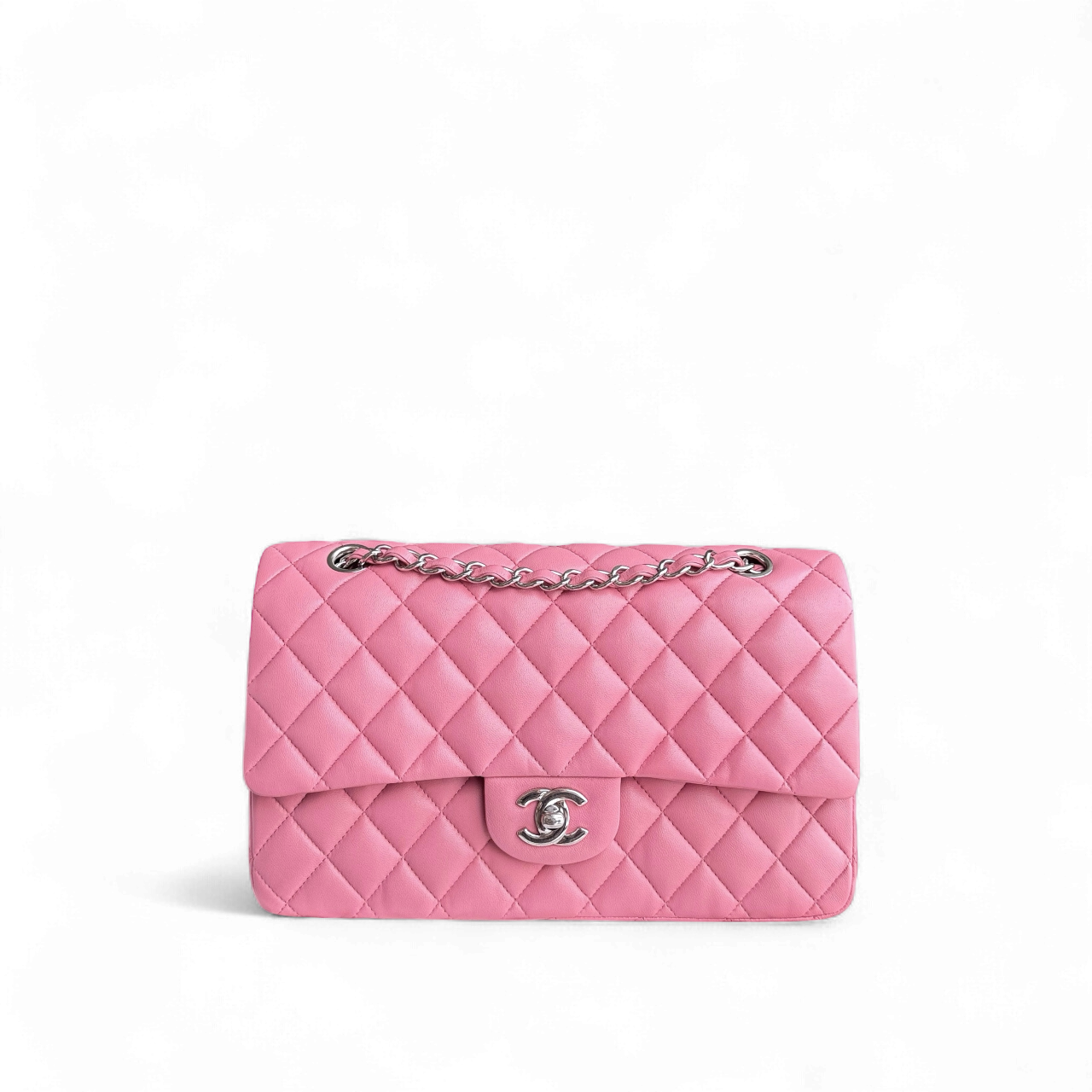 Chanel Classic Flap Medium - 25CM Quilted Lambskin Light Pink Gold Hardware Series 18