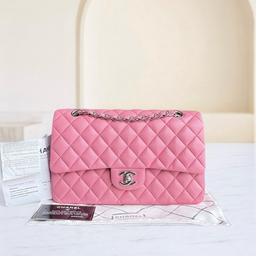 Chanel Classic Flap Medium - 25CM Quilted Lambskin Light Pink Gold Hardware Series 18