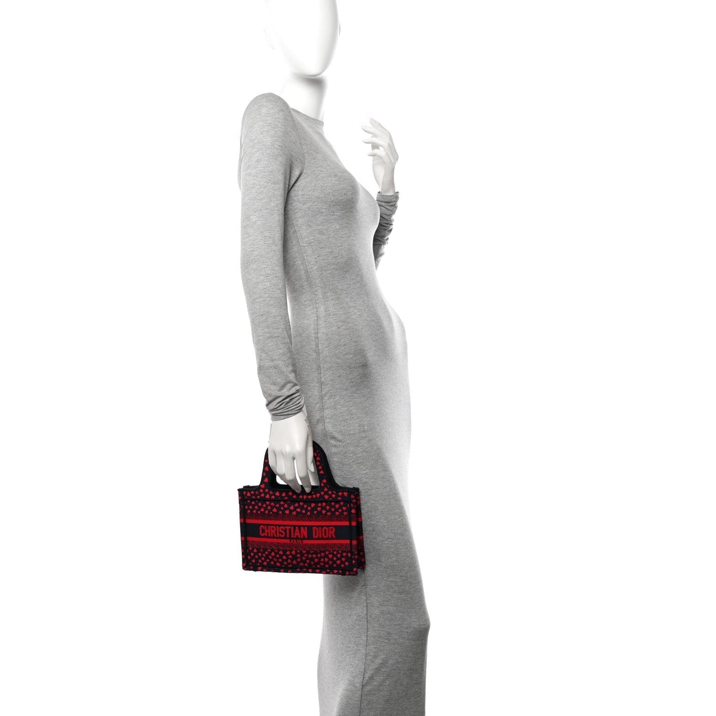 Christian Dior Canvas Embroidered Pop Heart I Love Paris Mini Book Tote Red Multicolor