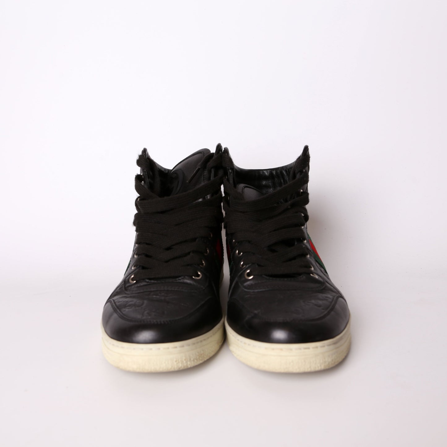 Guccissima Web Leather High Top Sneakers Men's Size