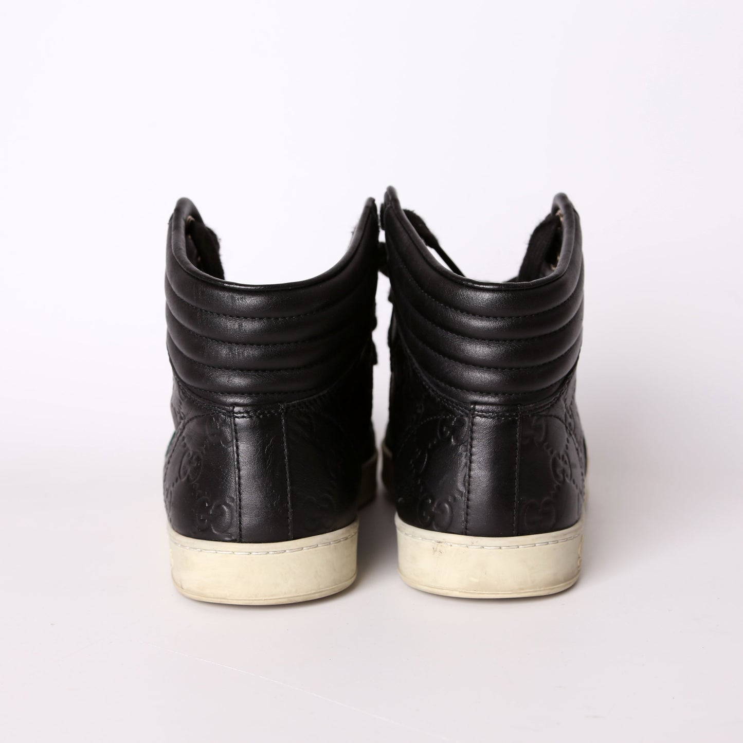 Guccissima Web Leather High Top Sneakers Men's Size