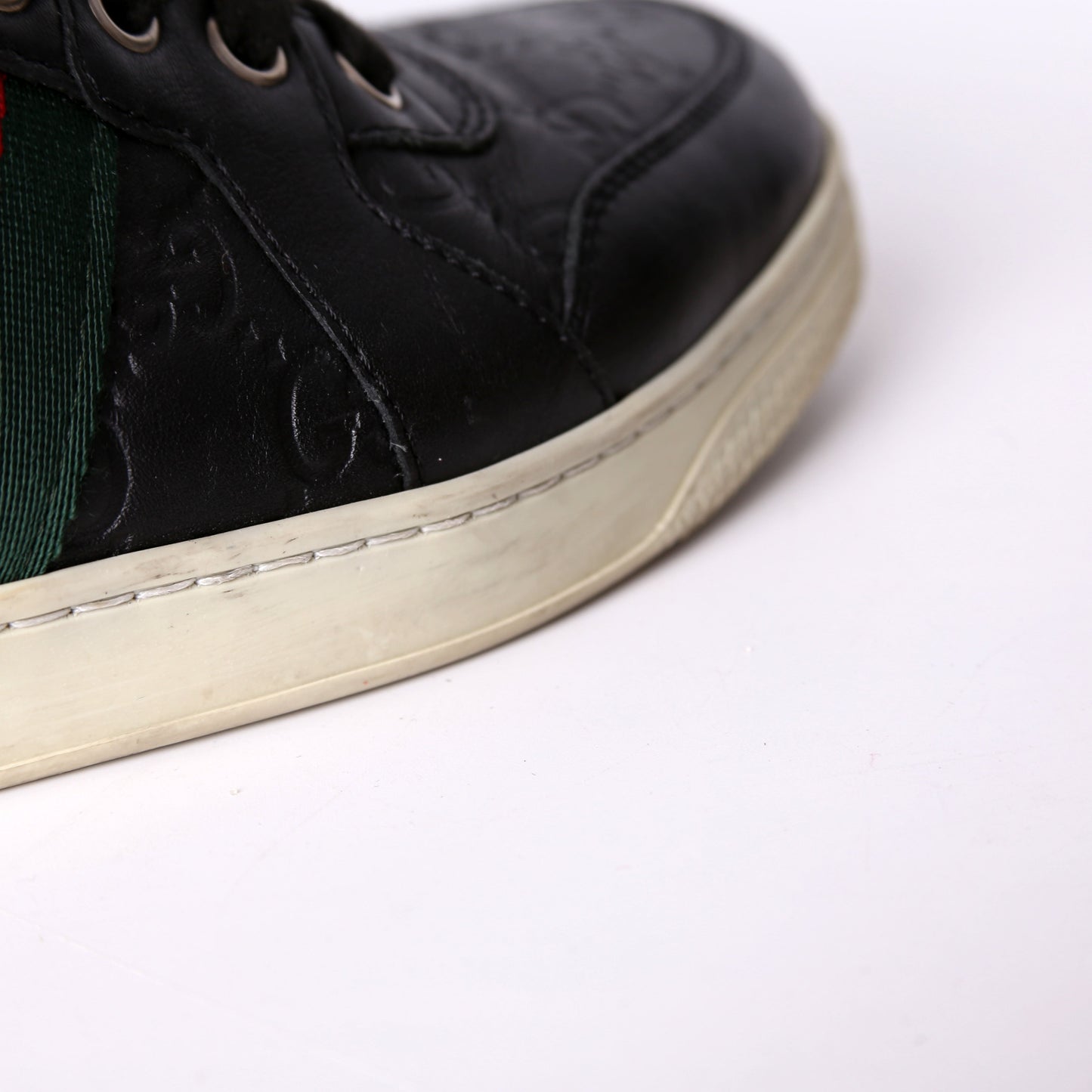 Guccissima Web Leather High Top Sneakers Men's Size