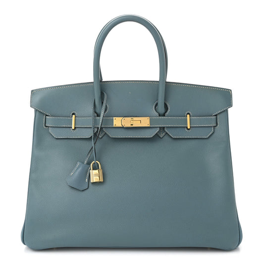 Hermes Courchevel Birkin 35 Blue Jean
