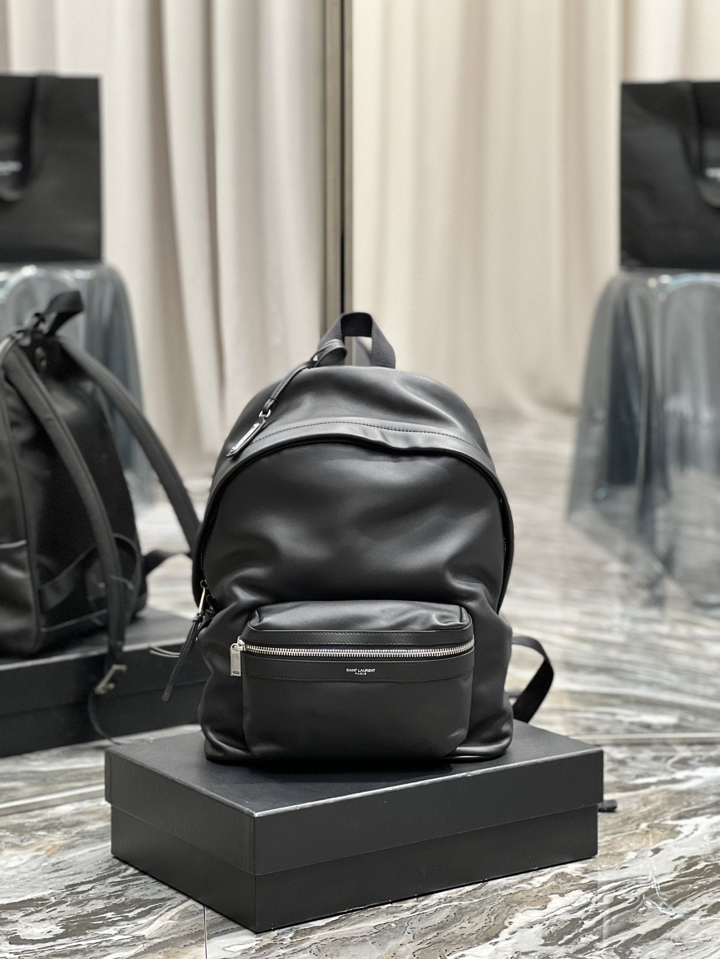 Top Quality City Backpack In Unisex For Women 13.8in/35cm Black YSL