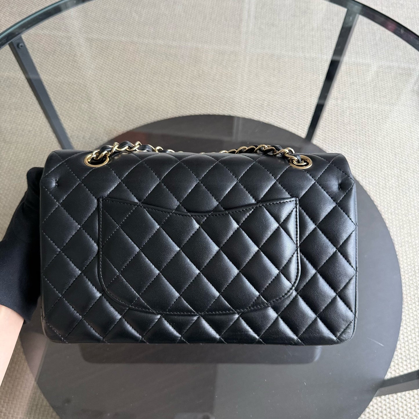 Chanel Classic Flap Medium - 25CM Quilted Lambskin Black Gold Hardware Series 18