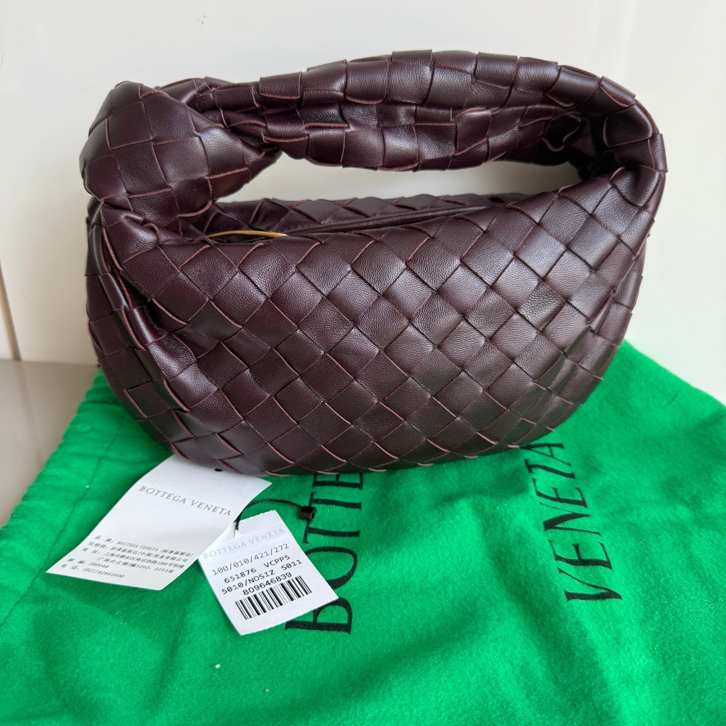 Bottega Veneta Jodie Mini Dark Burgundy Wine Leather