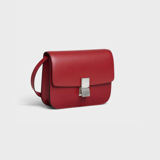 Celine Medium Classic Bag In Box Calfskin Red/SiLouis Vuittoner Hardware
