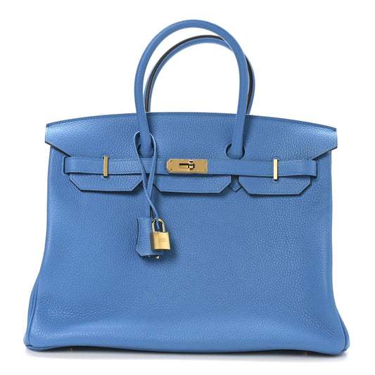 Hermes Taurillon Clemence BIRKIN 35 Bleu Zanzibar
