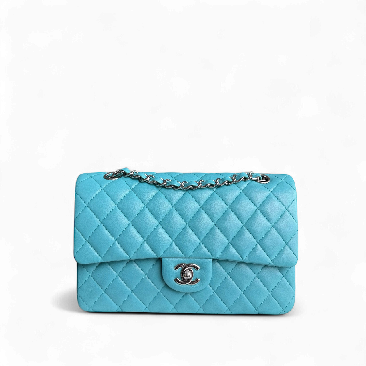 Chanel Classic Flap Medium - 25CM Quilted Lambskin Blue Silver Hardware Series 19