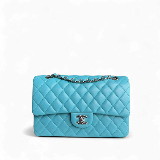 Chanel Classic Flap Medium - 25CM Quilted Lambskin Blue Silver Hardware Series 19
