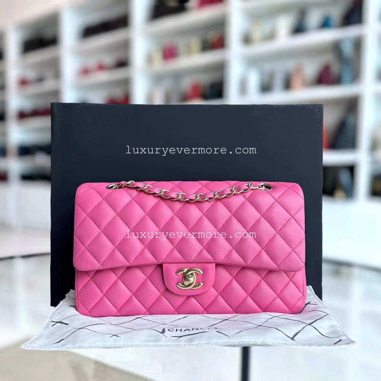 Chanel Classic Flap Medium - 25CM Lambskin Quilted Pink Golden Hardware Series 18