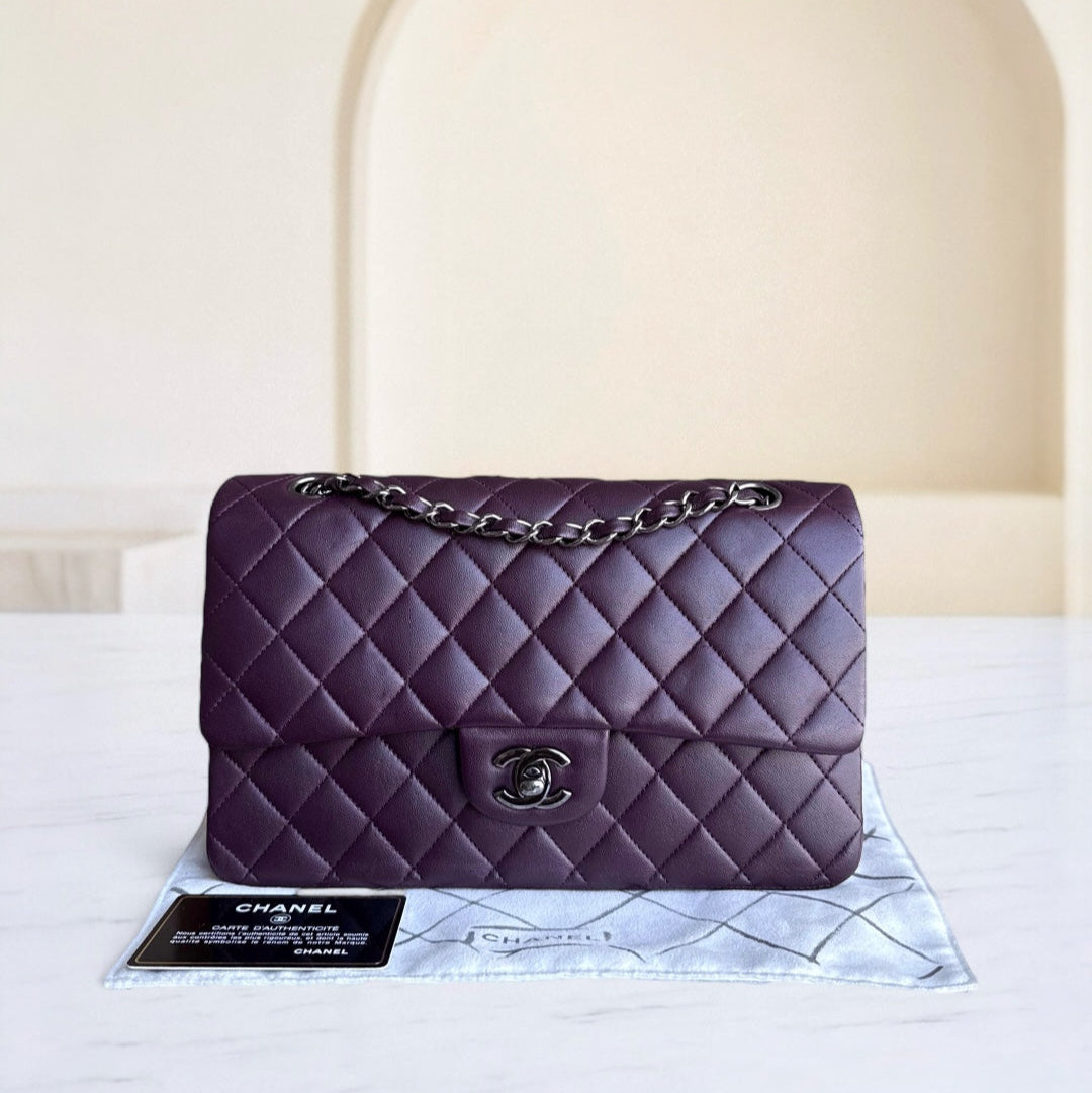 Chanel Classic Flap Medium - 25CM Quilted Lambskin Purple Black Hardware Series 15