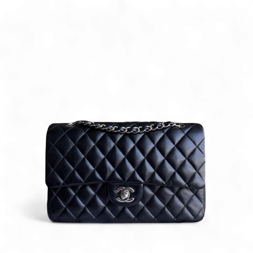 Chanel Classic Flap Medium - 25CM Quilted Lambskin Black Silver Hardware Series 19