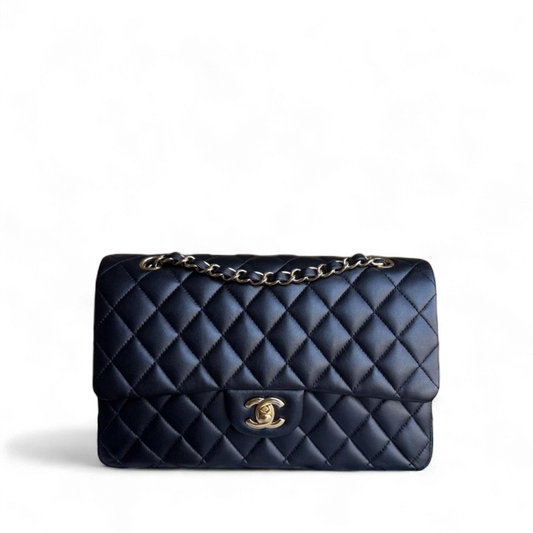 Chanel Classic Flap Medium - 25CM Quilted Lambskin Black Gold Hardware Sereis 21