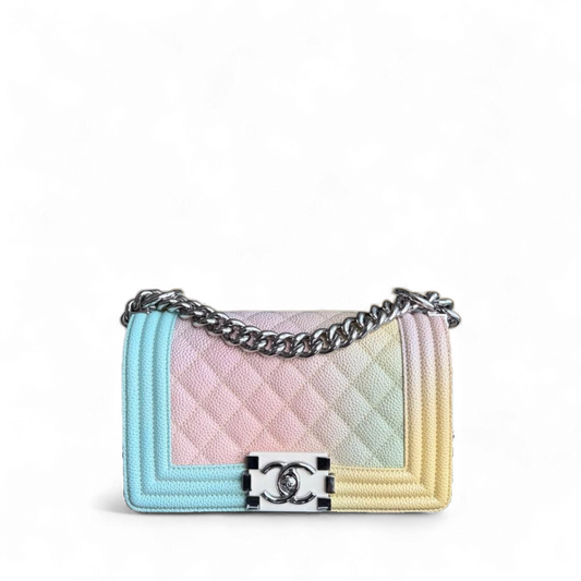 Chanel Boy Small Limited Edition - Caviar Quilted Grained Calfskin Rainbow Silver Hardware Series 25