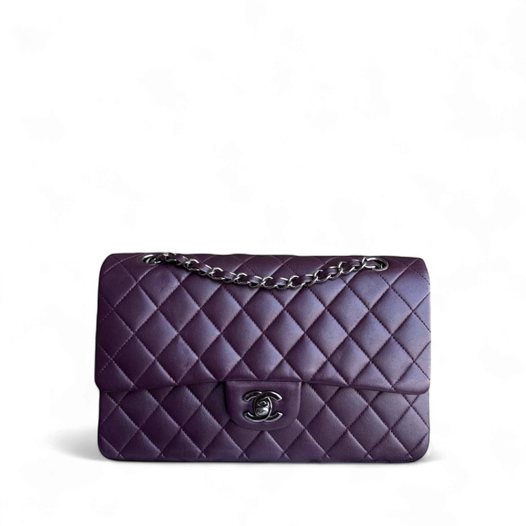 Chanel Classic Flap Medium - 25CM Quilted Lambskin Purple Black Hardware Series 15