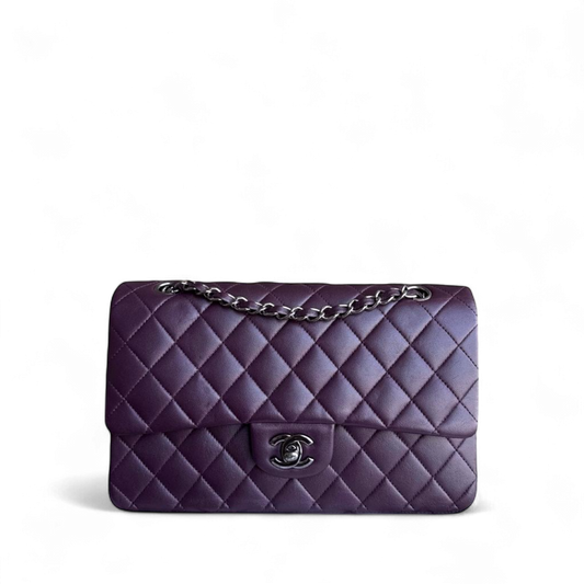 Chanel Classic Flap Medium - 25CM Quilted Lambskin Purple Black Hardware Series 15